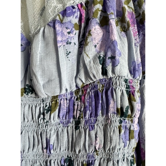 Free People Blue and Purple Floral Blouse - Picture 3 of 8